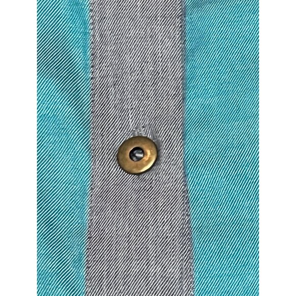 VTG Together! Missy L Striped Button-Up Shirt With Turquoise Gray Stripes Pocket - Picture 6 of 16